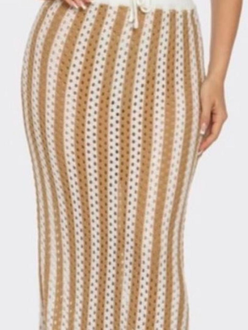 ☀️Summer Ready 
Women’s Beige Crochet Maxi Skirt - Neutral Beachwear - Picture 3 of 6